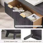 Commode cannelée à 6 tiroirs avec poignées en métal, profil incurvé, organisateur de rangement en bois, 54 l