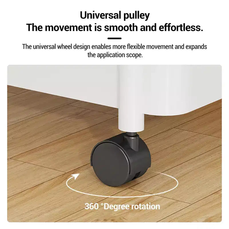 Chariot de rangement à roulettes slim 5 niveaux avec poignée, en plastique ABS, organiseur étroit peu encombrant