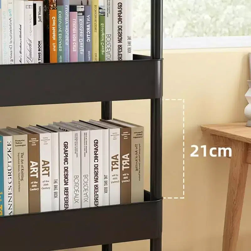 Chariot de rangement à roulettes slim 5 niveaux avec poignée, en plastique ABS, organiseur étroit peu encombrant