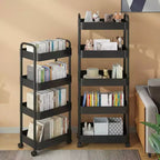 Chariot de rangement à roulettes slim 5 niveaux avec poignée, en plastique ABS, organiseur étroit peu encombrant