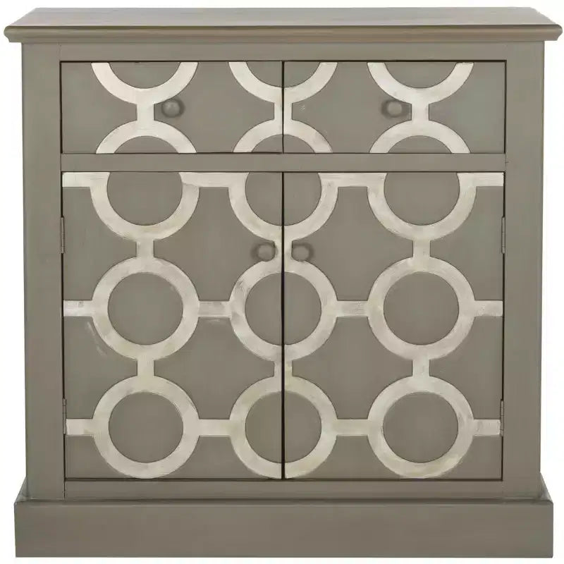 Commode de rangement 2 tiroirs, 2 portes, en gris, bois de sapin et MDF, 22,7 kg/tiroir, aucun assemblage requis